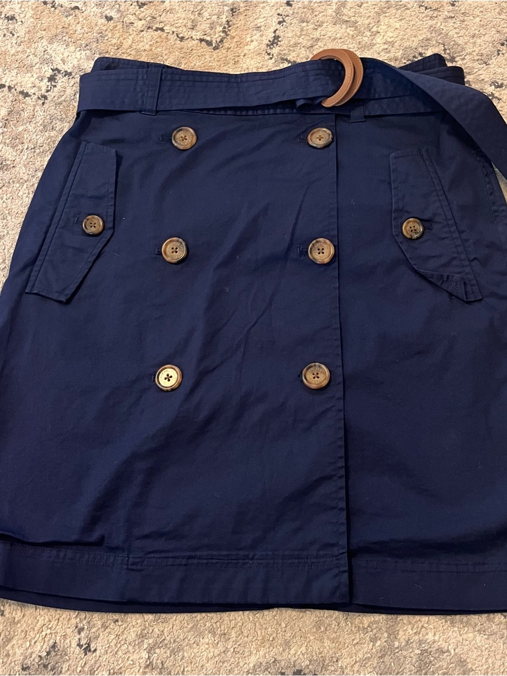 Ralph Lauren Navy Double-Breasted Gold Button Skirt with Belt
